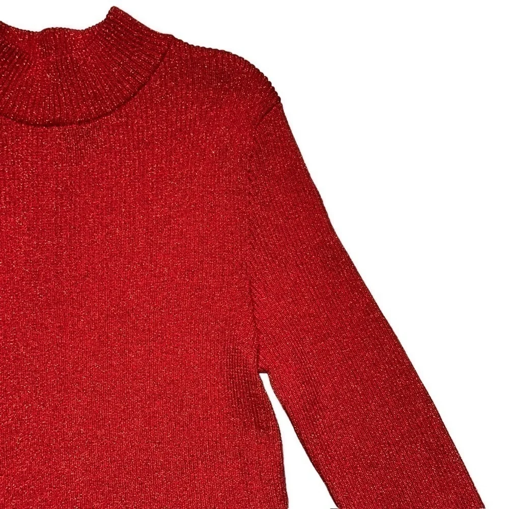 Free People Red Shimmer Mock Neck Sweater Dress | U.S. Woman’s XSmall